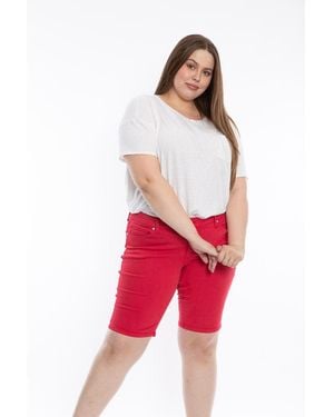 Slink Jeans Plus Size Mid Rise Bermuda Shorts - Red
