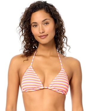 Raisins Chloe Stripe V-neck Swim Bikini Top - Orange