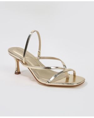 BERNESS Lili Strappy Thong Kitten Heel Sandals - Metallic