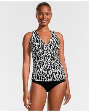 Lands' End V-neck Plunge X Back Tankini Top - White