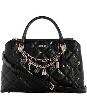 Guess Libby 2-compartment Medium Satchel Bag - Black