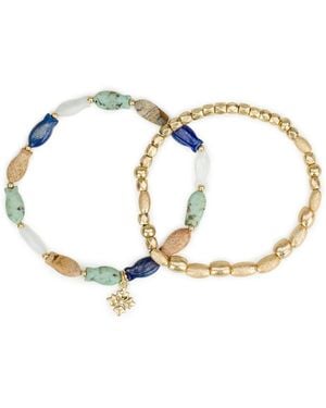 Patricia Nash Gold-tone Plated Fish Bead Stretch Bracelet - White