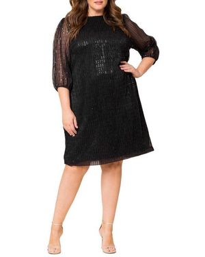Kiyonna Plus Size Sequin Splendor Shift Dress - Black