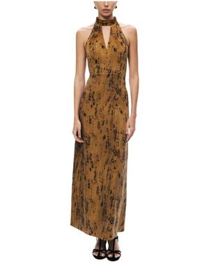 Nocturne Printed Halter-neck Maxi Dress - Natural