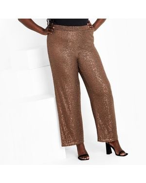 City Chic Avery Sequin Pant - Brown