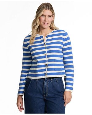 Lands' End Fine Gauge Cotton Milano Blazer Sweater - Blue