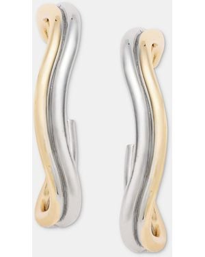 On 34th Two-tone Double-row Wavy Hoop Earrings - White