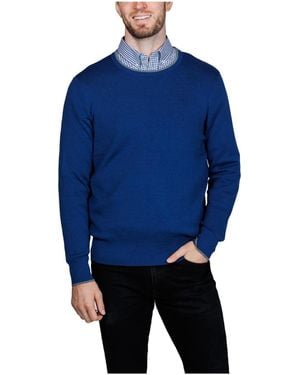 Tailorbyrd Fine Knit Crew Neck Sweater - Blue
