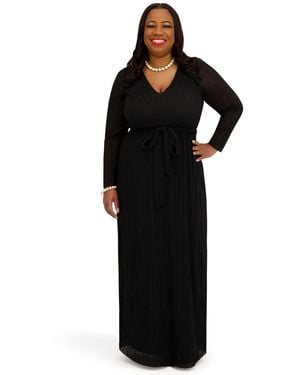 Kasper V-neck Long-sleeve Dress - Black