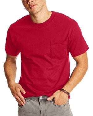 Hanes Beefy-t Pocket T-shirt - Red