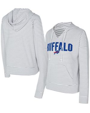Concepts Sport White/gray Buffalo Bills Liftoff Striped Notch Neck Pullover Hoodie - Blue