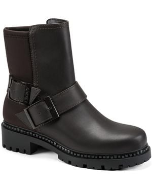DKNY Roselle Moto Lug Sole Faux Leather Booties - Black