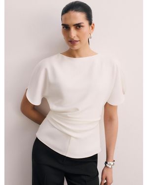 The Fold Salerno Clever Crepe Top - Natural