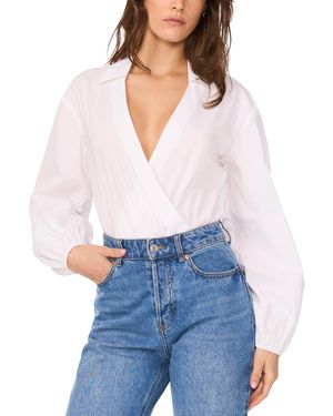 1.STATE Faux-wrap Bodysuit - White