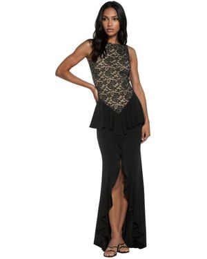 Alexia Admor Perrin Boatneck Ruffle Gown - Black