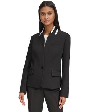 KARL LAGERFELD Reverse Lapel One Button Blazer - Black