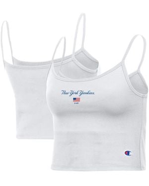 Champion New York Yankees Scoop Neck Built-in Bra Tank Top - White