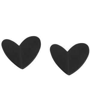 SOH Gold Heart Stud Earrings - Black