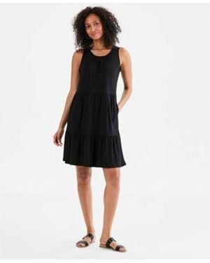 Style & Co. Style Co Sleeveless Tiered Knit Dress Macys Exclusive - Black