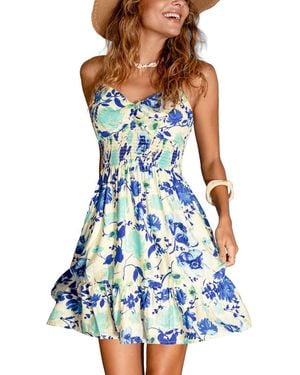 CUPSHE Summer Fun Floral Mini Beach Dress - Blue