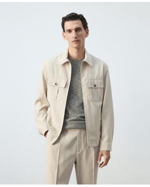 Mango Pockets Regular-fit Modal Jacket - Natural