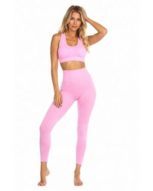 La Moda Clothing Open-back Seamless High-waisted Sports Bra And leggings - Pink