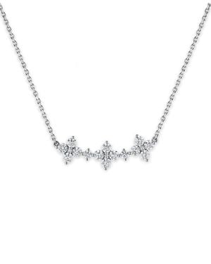 Macy's Lab-grown Diamond Flower Necklace (1-1/2 Ct. T.w. - Metallic