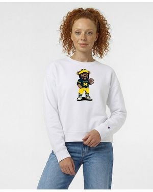 Champion Michigan Wolverines Teddy Bear Dropped-shoulder Sweatshirt - White
