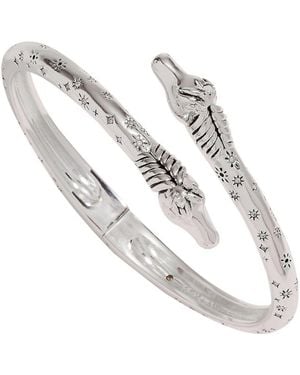 ALEX AND ANI Horse Hinged Cuff Clear Crystal Gold-tone And -tone Bracelet - White