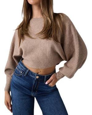 Guess Emily Boat Neck Long-sleeve Ribbed Sweater - Blue
