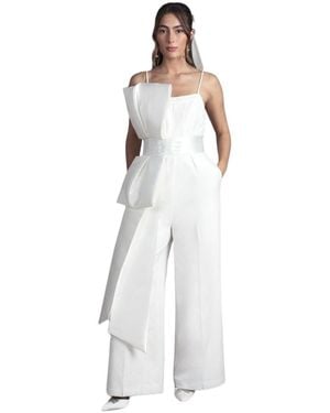 Coast Strapless Bow Wide Leg Jumpsuit - White