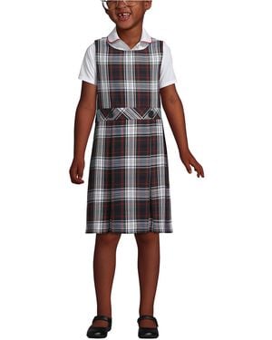 Lands' End School Uniform Girls Plaid Sweater Top Of Knee - White