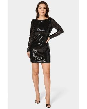 Bebe Cowl Back Sequin Mini Dress - Black