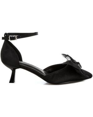 Rag & Co Cadell Bow Detail Satin Sandals - Black