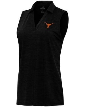 Antigua Texas Longhorns Layout Sleeveless V-neck Polo Shirt - Black