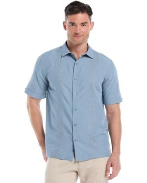 Cubavera Big & Tall Yarndye Panels Geo-pattern Button Down Shirt - Blue