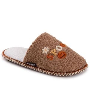 Muk Luks Punch Needle Fall Halloween Novelty Scuff Slipper - Brown