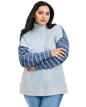 Avenue Plus Size Theresa Splice Hacci Top - Gray