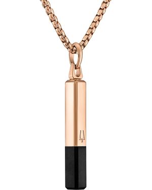 Bulova Black & Rose Gold-tone Ip Stainless Steel Black Spinel 26" Pendant Necklace - White