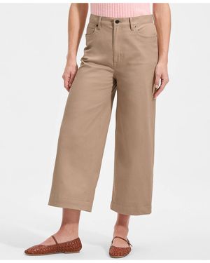 Lands' End Petite Knockabout Chino High Rise 5 Pocket Wide Leg Crop Pants - Natural