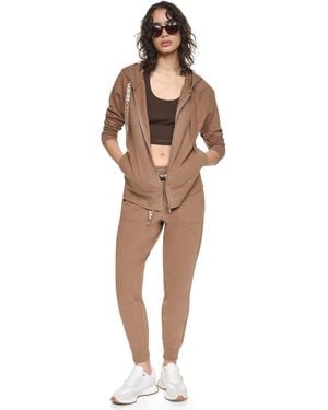 DKNY Two-tone Zip-front Long-sleeve Hoodie - Brown