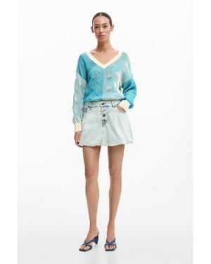 Desigual Short Denim Skirt, Cotton - Blue