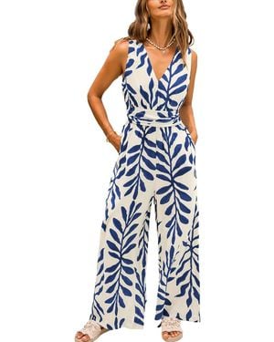CUPSHE Yachting Tropical Jumpsuit - Blue