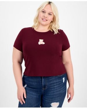 Hippie Rose Trendy Plus Bear Baby Crewneck T-shirt - Red