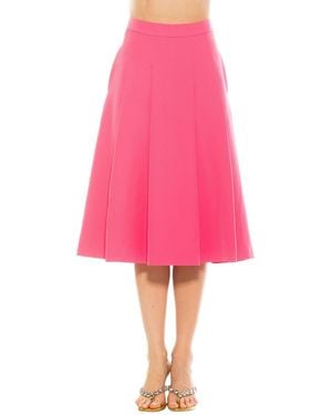 Alexia Admor Illia Pleated Midi Skirt With Waistband - Pink