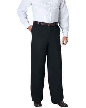 Kingsize Big & Tall Wide Leg Wrinkle Free Expandable Waist Pant - Gray