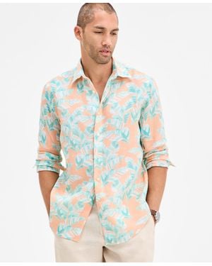 Club Room Leaf-print Shirt - Blue