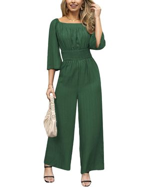 CUPSHE Square Neck Straight Leg Jumpsuit - Green