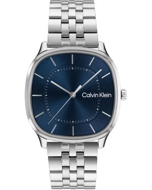 Calvin Klein Ck Shape Silver-tone Stainless Steel Bracelet Watch 37mm - Blue