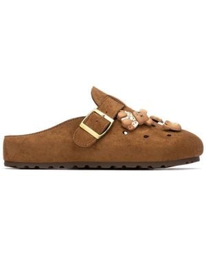 Xti Suede Clogs With Teddy Bear Charms - Brown